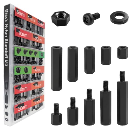Image of EEEEE M3 Black Nylon Standoff Screws Spacers Nuts for Motherboard & PCB Mounting Hardware Circuit Board Assortment kit (600pcs) 6mm 10mm 15mm 20mm 25mm