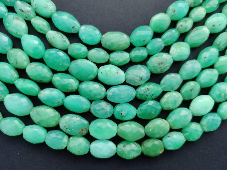 Chrysoprase naturelle anti-ternissement : perles ovales lisses pour fabriquer de vrais bijoux