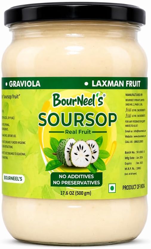 BourNeel's® Soursop Fruit Jar 500 gm Pack of 1 | No Preservatives | Soursop Graviola Laxman Phal Fruit | High Vitamin C |