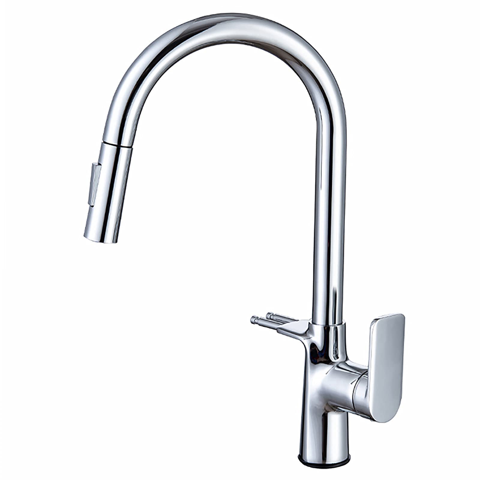 VDOQTLJT Kitchen Faucet with Pull Down Sprayer High Arc 360° Swivel Stretchable Sink Deck Mount Single Handle Tap with Hooks Gray(Cromo)