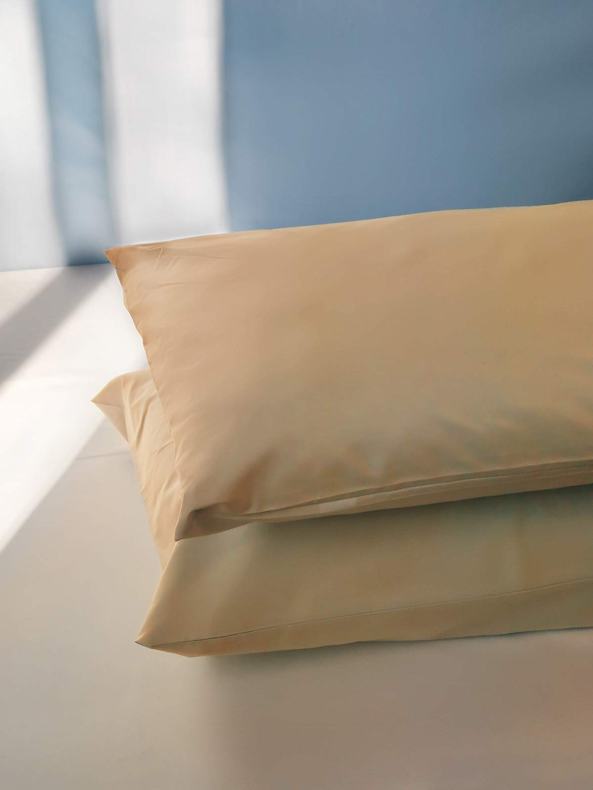 Coppia di Federe 100% Puro Cotone, Set di 2 Tessuti per Cuscino Letto Made in Italy, Chiusura a Busta, Tinta Unita, Misura Standard 50x80 CM