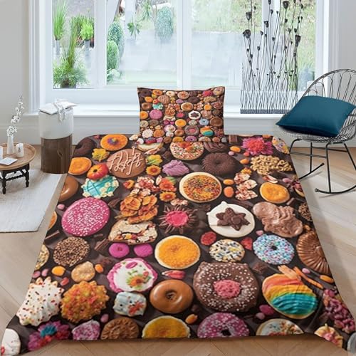 Housse de couette donut finitions microfibre parure lit durable - 2