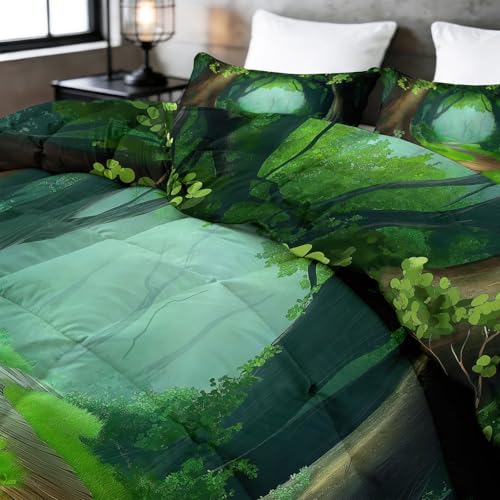 Edredón 4 estaciones 135x200 cm reversible con diseño de hierba verde y fantasía 5