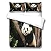 YYUGIO 3-częściowy zestaw pościeli dla dziewczynek Nowoczesna oddychająca miękka poszwa na kołdrę z mikrofibry i 2 poszewki na poduszki 220 x 240 cm Panda emotikon duże drzewo
