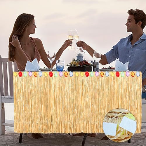 JJZGPP 2 Pcs Hawaïenne Table Jupe, 275×75 CM Décoration de Fête Hawaïenne – vue 5