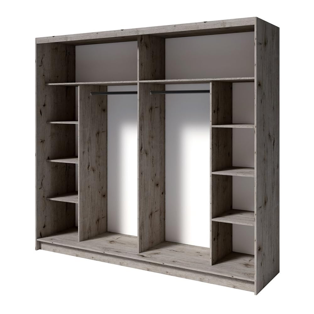 Lomadox Schlafzimmer Set 5-teilig mit Bettgestell 180x200cm, Schwebetürenschrank, Kommode, 2 Nachttische in braun Wellington Eiche Nb.