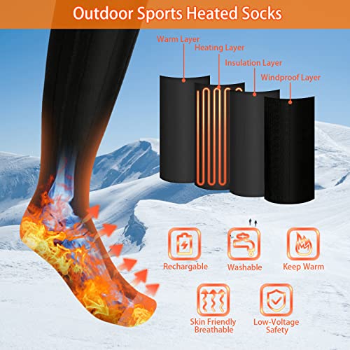 Verwarmde Sokken, Xcsaide 4000mAh Elektrische Warme Sokken voor Dames Heren, Oplaadbare Verwarmde Sokken Elektrische Voetwarmer met 3 Bestanden Temperatuur voor Buiten Kamperen Vissen Fietsen - Afbeelding 5