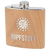 Spruchreif PREMIUM QUALITÄT 100% EMOTIONAL · Flachmann mit Gravur · Flachmann Impfstoff · lustige Geschenkidee für Frauen und Männer · Edelstahl Flachmann · Schluckimpfung · Flachmann aus Holz