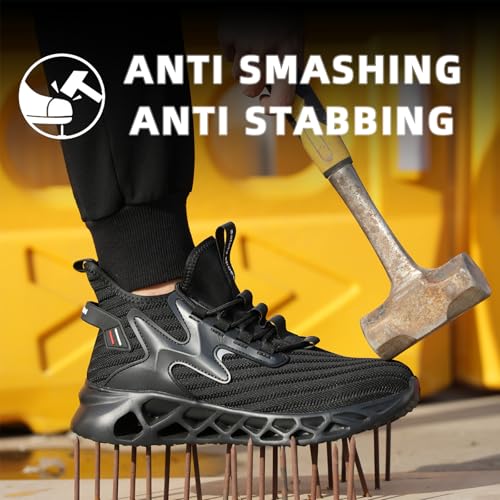 Steel Toe Work Boots for Men Slip-On Chelsea Boot, Men's Industrial & Construction Shoes, Lightweight, Comfortable, Non-Slip Safety Shoes2