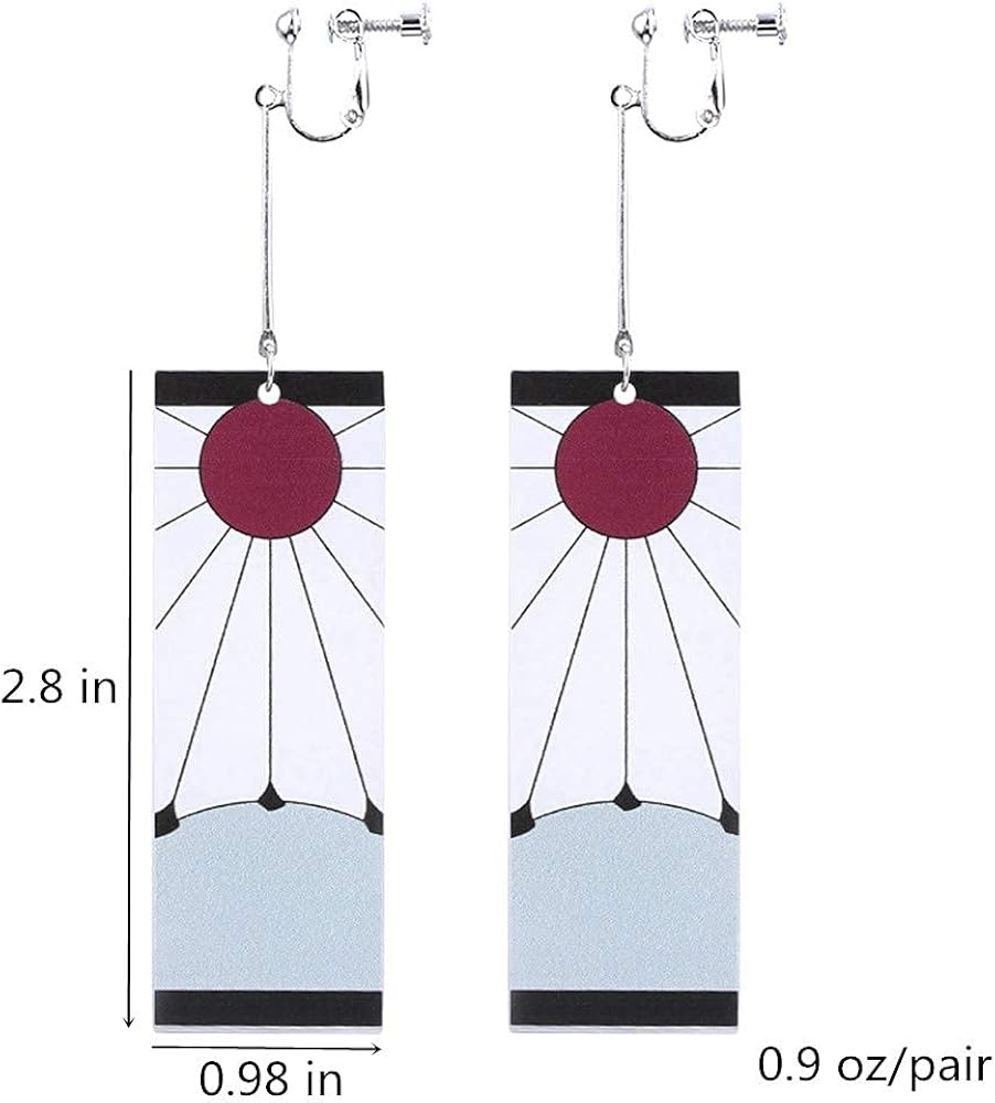 Miniatura 2 de Aretes de Tanjiro del anime Demon Slayer, de Kimetsu No Yaiba Hanafuda accesorios para cosplay de anime, para chicas