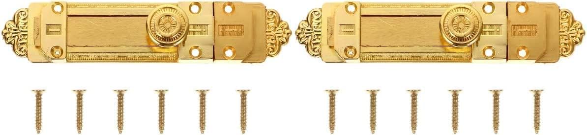 door bolt,sliding door lock,door latch hook,Vintage Slide Barrel Bolt Latch: 2pcs European Style Slide Bolt Latch Lock Thickened Golden Sliding Lock for Home Yard Garden Protect Your Security and Priv