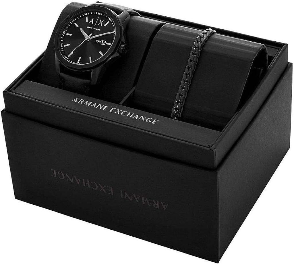 Armani Exchange Orologio da uomo Quarzo/3 lancette Movimento Day-Date Cassa 44 mm con cinturino in pelle AX7147SET Armani Exchange Orologio da uomo Quarzo/3 lancette Movimento Day-Date Cassa 44 mm con cinturino in pelle AX7147SET