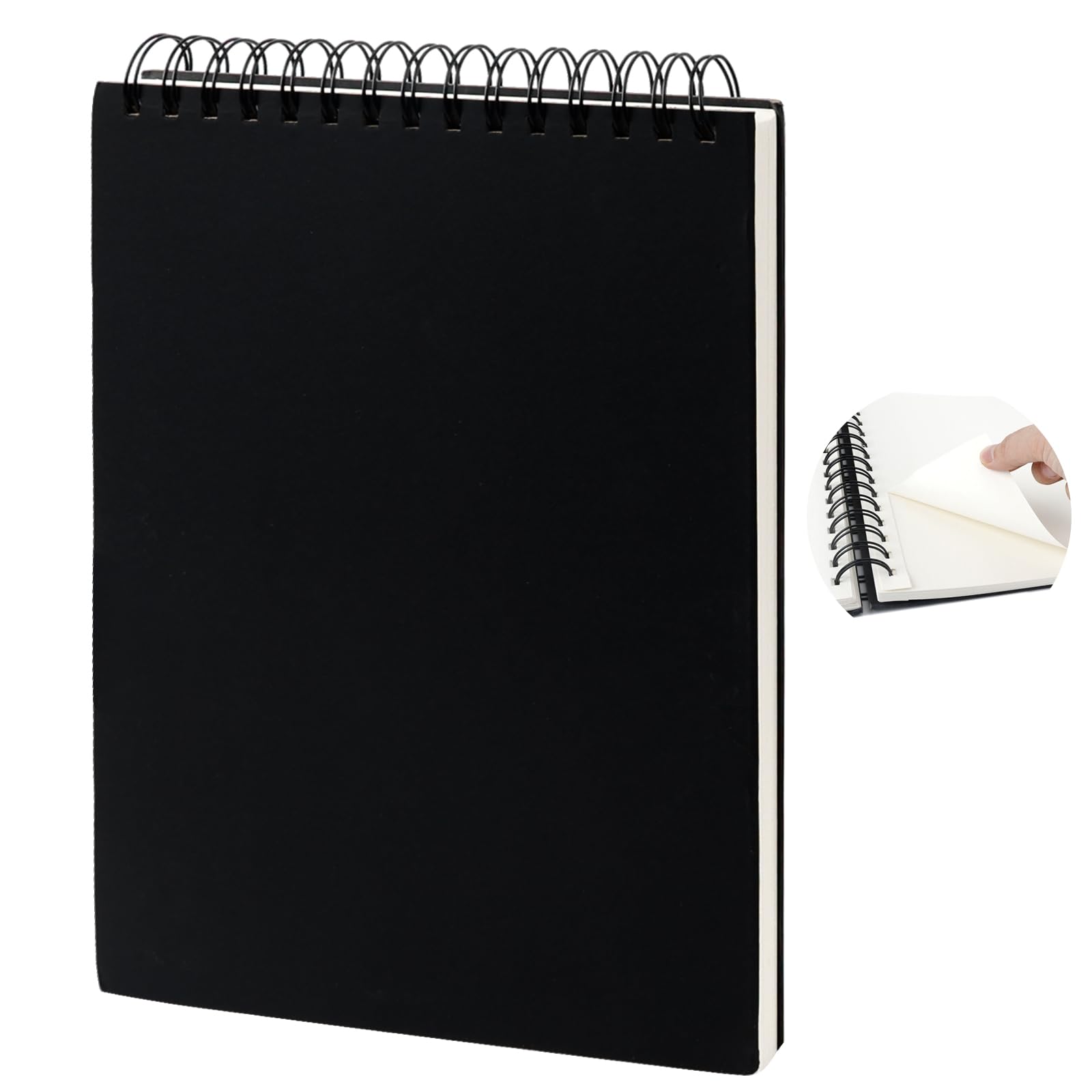 Cuaderno de Dibujo A4 Bloc de Dibujo Sketchbook 60 Hojas 120 Páginas, Papel Grueso de 200gr/m2, con Espiral Tapa Dura para Niños Adultos Profesionales Dibujar Pintar y Hcer Bocetos, Libre de Acido