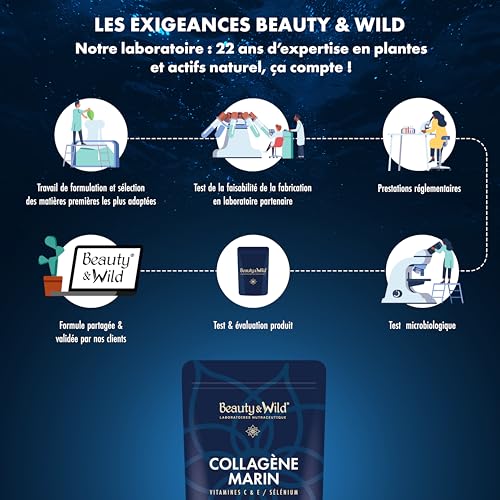 Collagène Marin, complément alimentaire de peptides de collagène Marin + Vitamine C + Vitamine E + Sélénium, Naticol type 1 et 3, 2000Da, haute absorption, Made in France, 90 gélules – Image 6