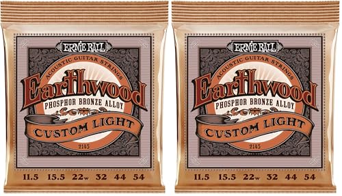 Image of Ernie Ball Earthwood Custom Light Phosphor Bronze Acoustic Guitar Strings, 11.5-54 Gauge (P02145) (Pack of 2)