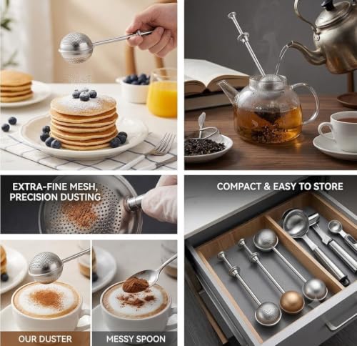image for Jedrey Powdered sugar shaker duster, flour dispenser for bread baking,