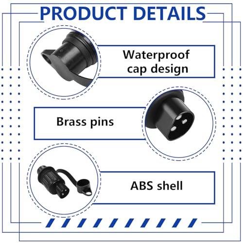 Menibeuty 2 Stück Anhänger Stecker, Stecker 3 Polige, 12V Steckdose Adapter Steckers, Universal für Anhänger 12 V Stromversorgung für KFZ Anhängers, Fahrradhänger, Hänger Anhängers Adapter