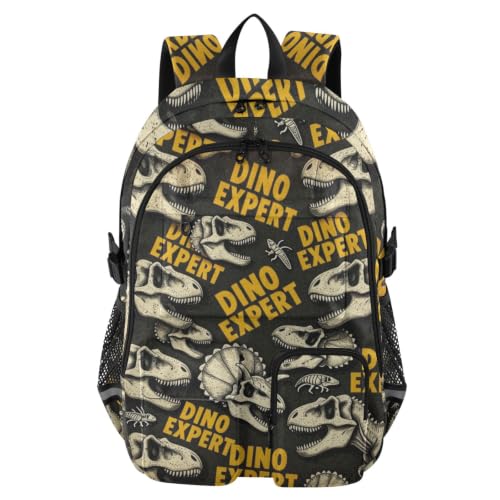 Mochila para laptop de fósiles de dinosaurio negra que evita impactos en el transporte