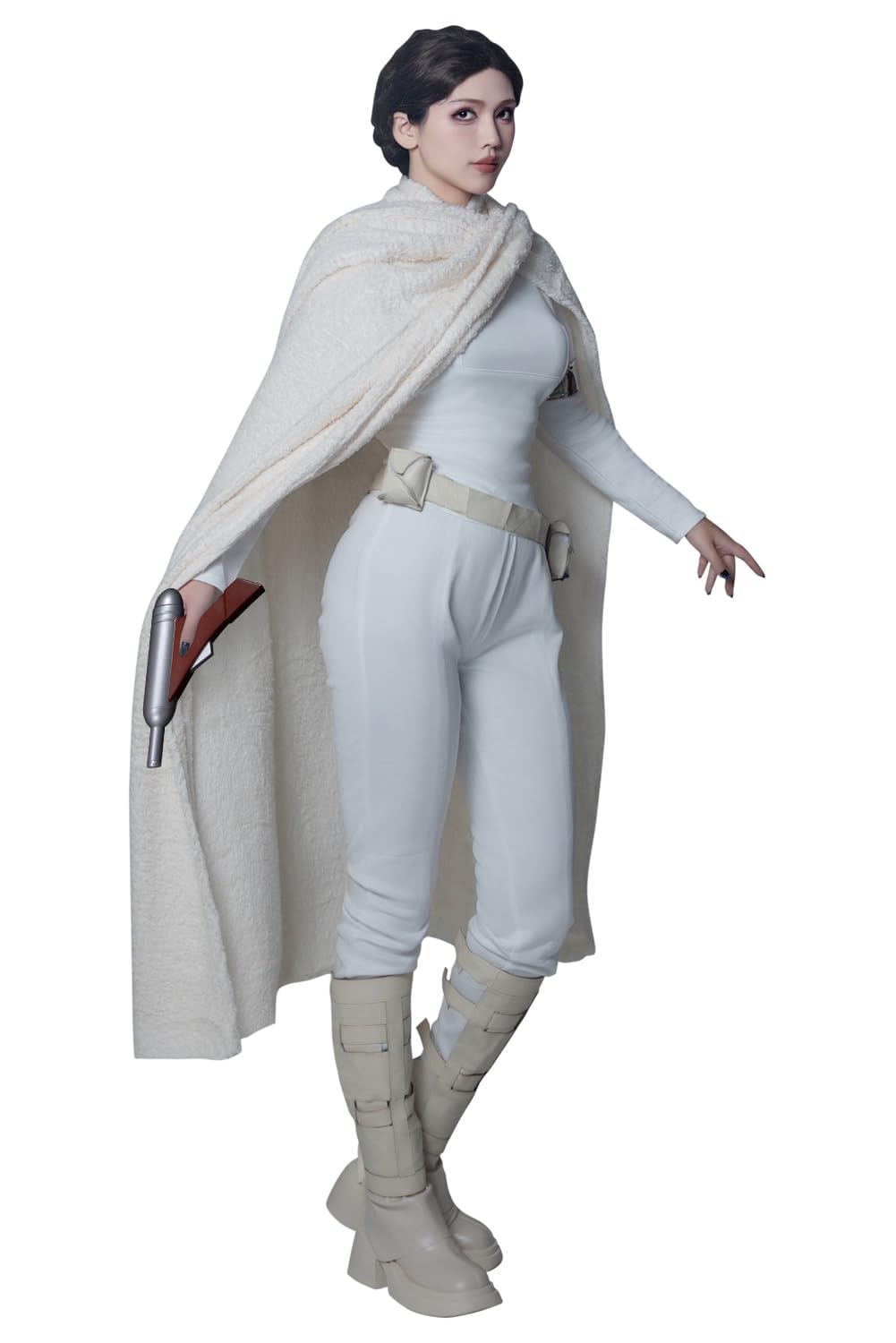 Women's Queen Cosplay Costume - Adult Female Cosplay Outfit for Halloween, Daily Wear, Masquerade & More - Medium - White(with Colak) + Blaster