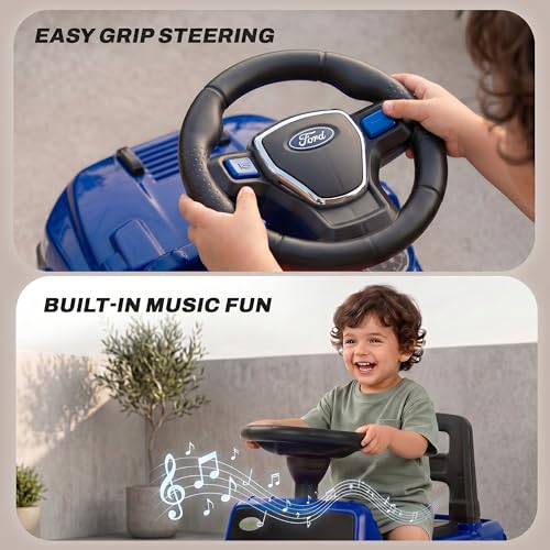 Image of Baybee Speedy Baby Ride on Car for Kids | Portable Kids Car with LED Lights, Music & Storage Basket | Push Toy Cars with High Backrest | Toddler Rideons Jeep for 1 to 3 Years Boys Girls (Blue)