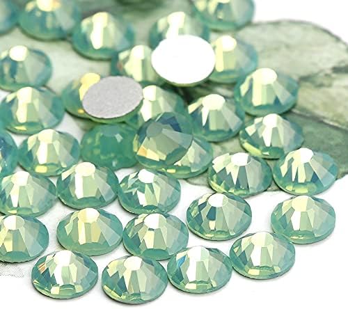1440Pcs/Lot Non Hotfix Rhinestone Green Opal Glue On Rhinestones Flatback Round 3D Nail Art Decorations DIY
