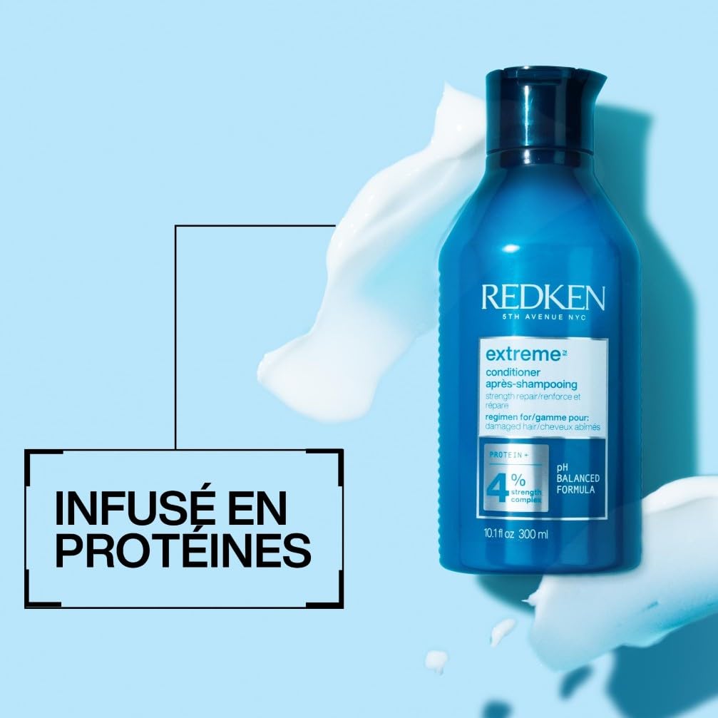 Redken | Après-Shampoing Fortifiant pour Cheveux Abimés, Riche en Protéines, Extreme