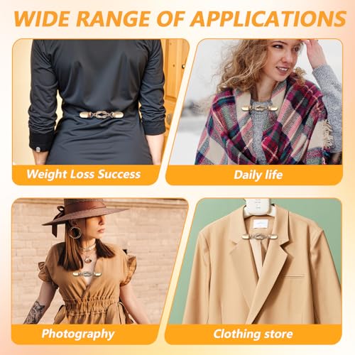 Image of 3Pcs Cinch Clip, Sweater Clips to Hold Sweater Together, Dress Clips, Cardigan Clips, Elastic Shawl Clips, Waist Tightener for Women Clothing, Perfect for Sweaters, Shirts, Shawls, Skirts