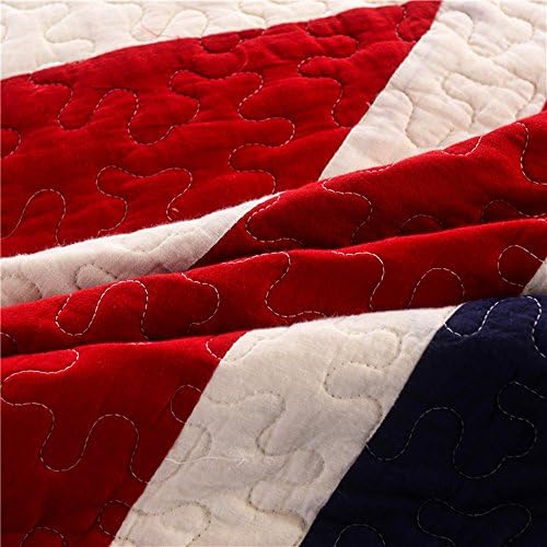 USTIDE 3-piece 100% Cotton Quilted Bedspread Union Jack King Size Reversible Comforter Set Cotton Bedding Set