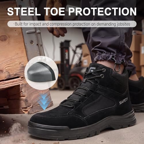 Image of Steel Toe Boots for Men Puncture Resistant Work Shoes for Construction