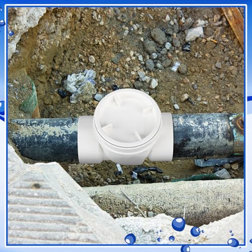 Image of Tondiamo 1 Pcs 4 inch PVC Backwater Valve Backflow Preventer Valve, White PVC