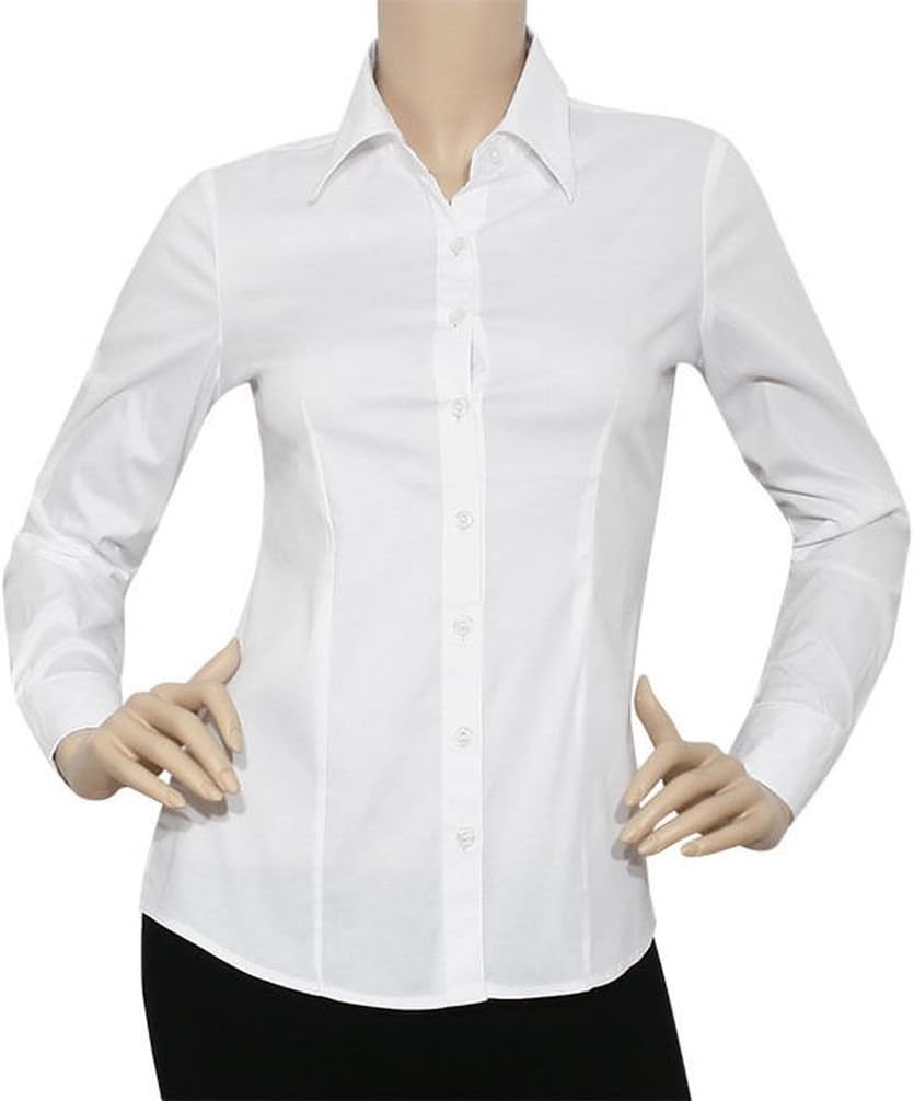 Mememall Fashion Lady L/Slv Button Down Solid Collar Work Office Shirts Skinny Top
