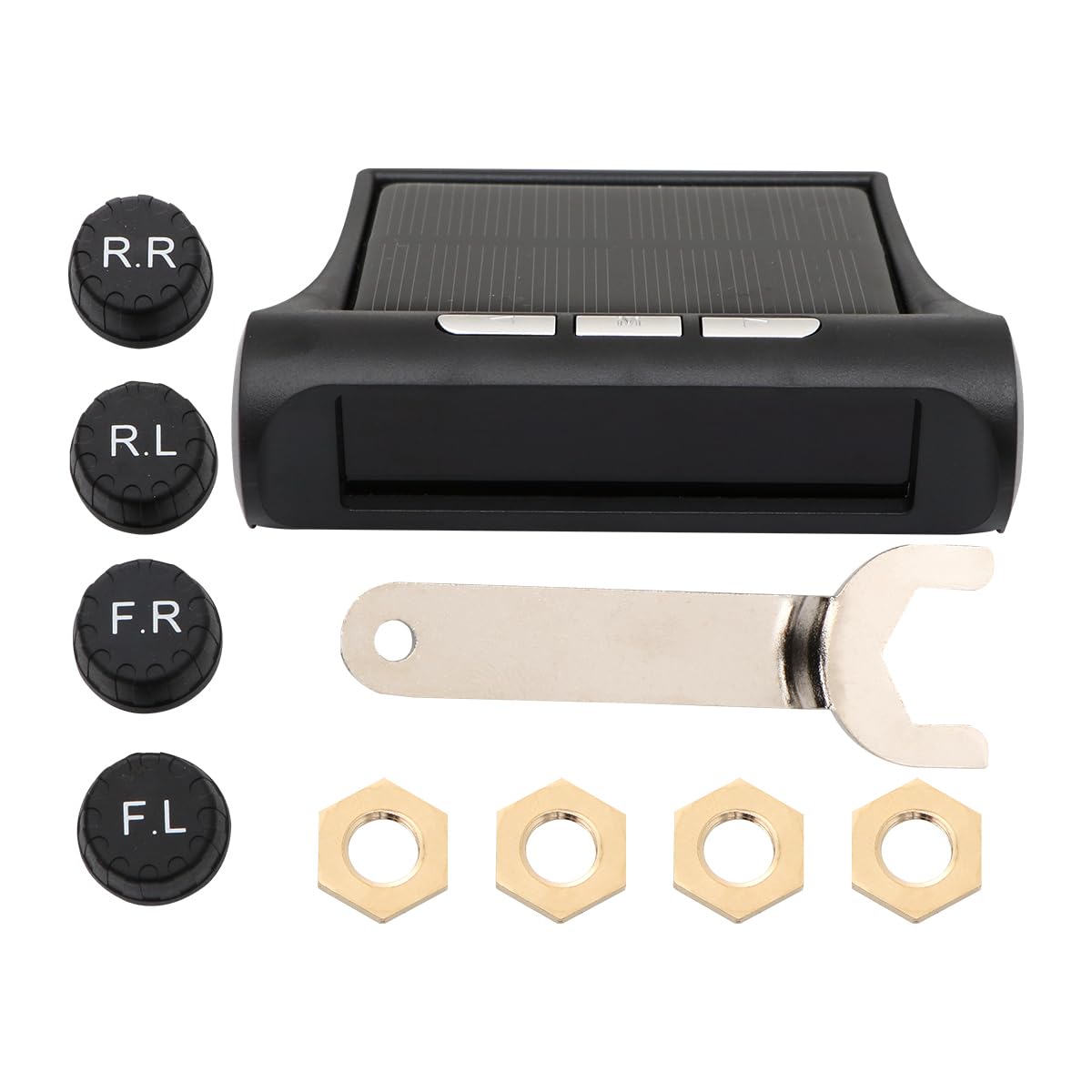 OUNONA Wireless Solar Powered Tire Pressure Monitor High Precision Color Screen Real-Time 4-Wheel Pressure and Temperature Display with Audible Alerts for Vehicle Safety