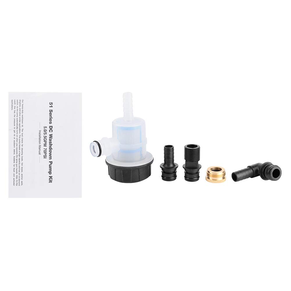 KIMISS Bomba de lavado para cubierta, para RV y barco, flujo de 5.0 GPM, autoadhesiva, kit de limpieza con agua dulce o marina, accesorio de lavado