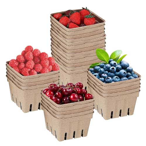 Producir cestas,Producir cestas de mostrador,Contenedores de frutas reciclables de 30 piezas | Suministros de mercado agrícola ventado, contenedores impabi para bayas, puestos de