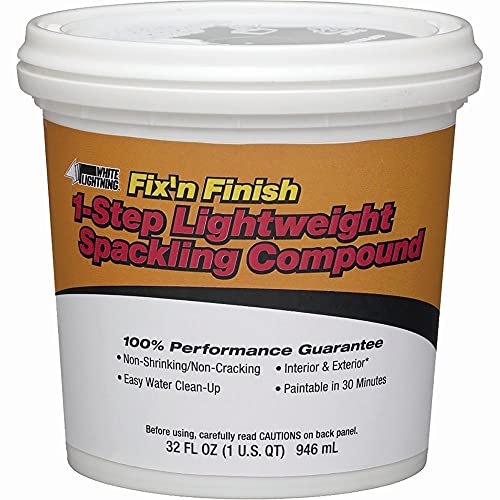 White Lightning WL60520 One Step Lightweight Spackling Compound, White, 1 Quart