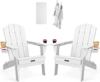 Vista 41 de Silla Adirondack plegable, sillas Adirondack de plástico texturizado de madera con soporte para 2 tazas, silla para hoguera de polietileno de alta