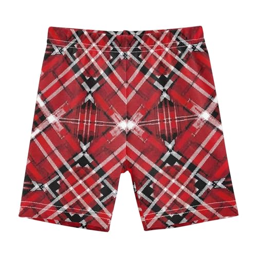 Toddler Girls Biker Shorts Cotton Under Shorts for Dresses Red Plaid Tartan Xmas Summer Clothes 4t