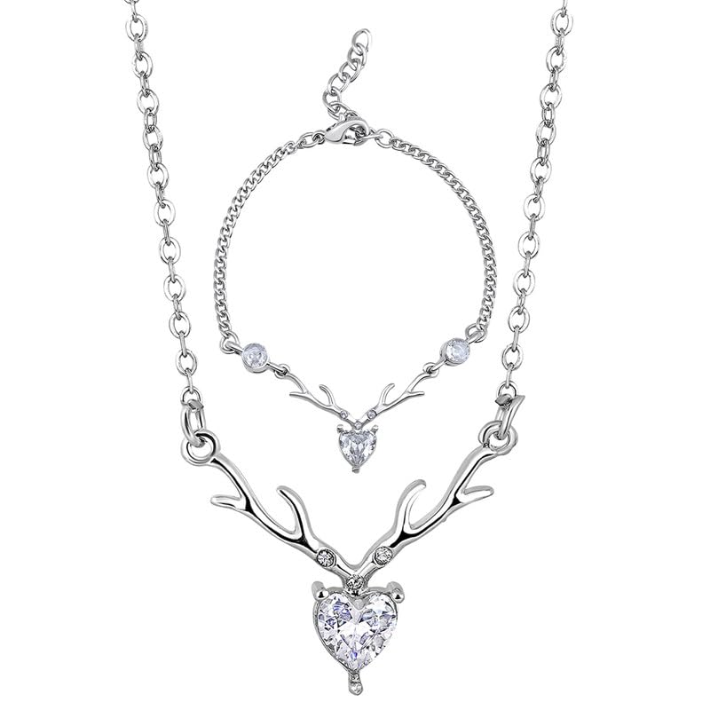 Mahi Combo of Heart & Deer-Shaped Stunning Pendant and Bracelet with Sparkling White Cubic Zirconia (CZ) for Women (CO1105646R) (B0CZDPY5VX) Amazon Price History, Amazon Price Tracker
