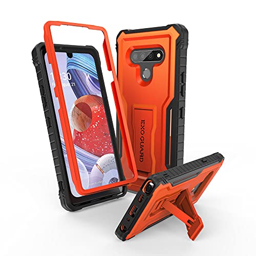 ExoGuard for LG Stylo 6 Case, Rubber Shockproof Cover Case Compatible with LG Stylo 6 Phone, Built-in Kickstand (Orange)