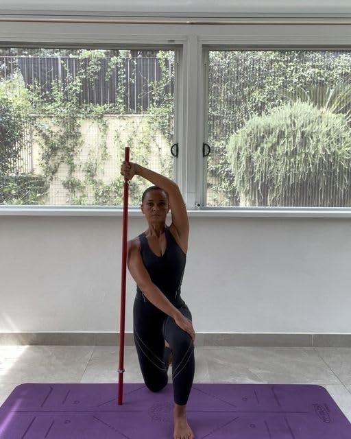 Image of Bamboo Wooden Yoga Stick, Brown, 5 Feet, for Walking, Balance, Strength Training, Stretching & Physical Rehabilitation