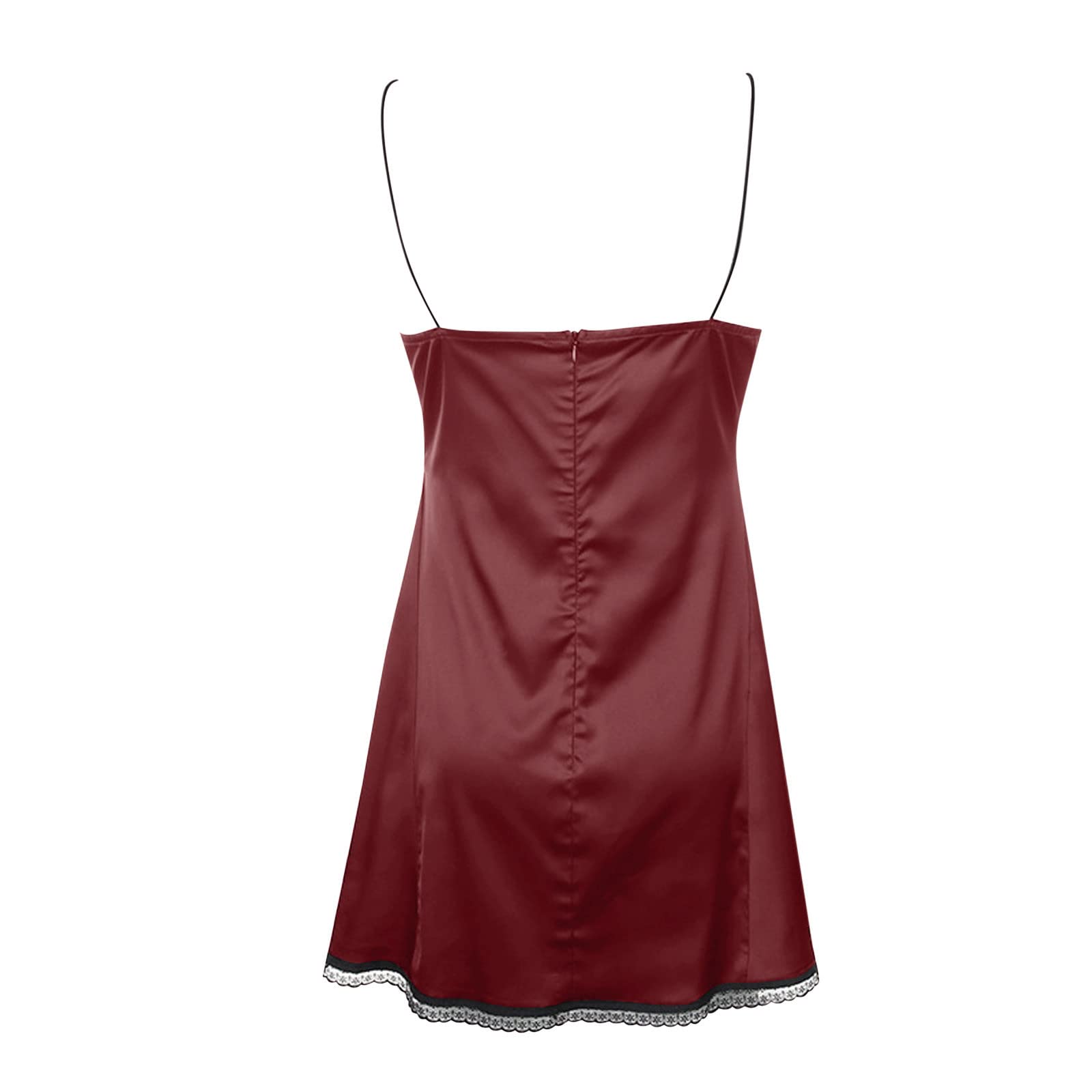 Conjuntos de lencería pequeña para Mujer Vestido de Noche con Tirantes y Cuello en V Camisón de Ropa Interior para Mujer (B XL)