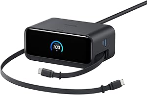 Anker Nano Charging Station (7-in-1, 100W, 巻取り式 USB-C ケーブル) (USBタップ 電源タップ) 【PSE技術基準適合】MacBook iPad iPhone Galaxy Android ブラック