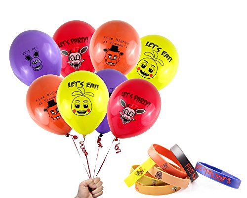 FNAF Party Bundle: Five Nights at Freddys 12 Printed Latex Balloons & Bracelets USA