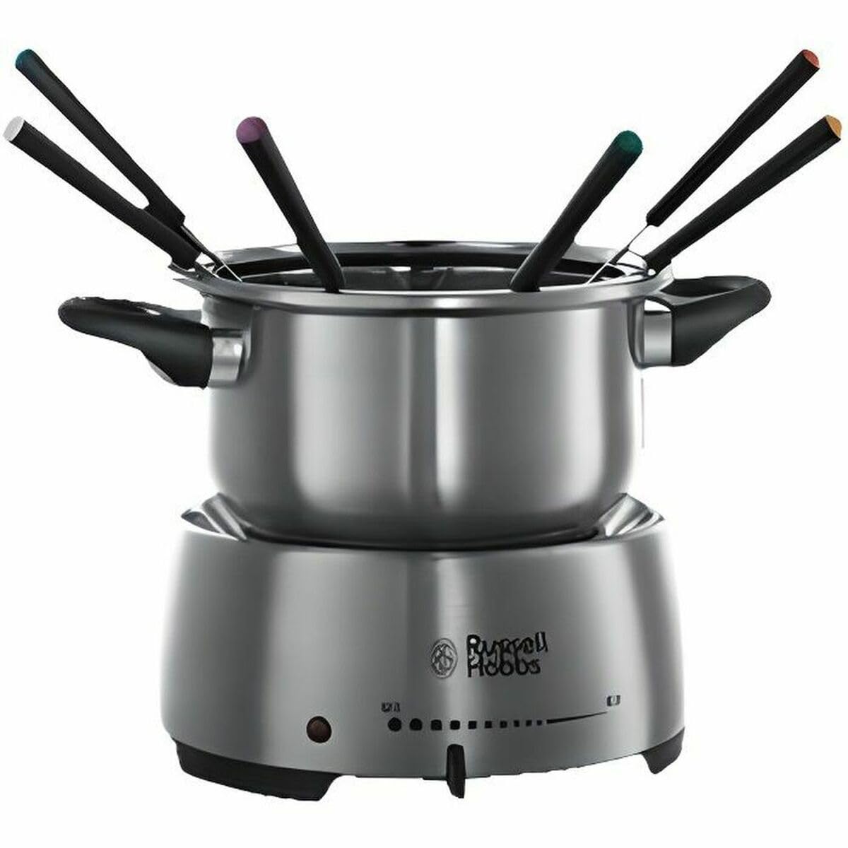 Russell Hobbs Fondue Set Fiesta (Käsefondue, Schokofondue oder Öl-Fondue), 6 Gabeln, spülmaschinenfester Edelstahl-Topf, 1200 Watt, elektrisches Fondueset 22560-56