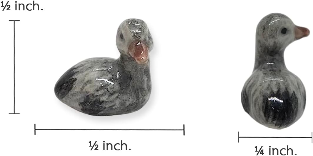 WitnyStore ½ Inch Gray Gosling Spread Wings Goose Geese Ceramic Fowl Bird Figurine Terrarium Decoration Collectible Statue for Adult Collectors Handcrafted Porcelain Sculpture Home Room Tabletop Decor image 2