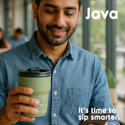 Image of Headway Java Stainless Steel Mugs 360 ml - 2 Years Brand Warranty | Insulated Coffee Mug | Travel Mug | Coffee Tumbler | Cold for 6 Hours & Hot for 3 Hours | Matcha Green