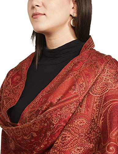 Image of Pashtush Women's Kashmiri Jamawar Shawl, Deep Maroon
