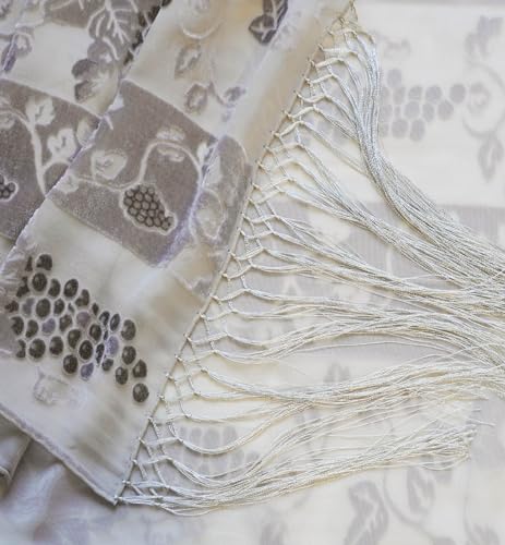 Burn-out Velvet Scarf, 70" L x 13" W, with 9" Fringe, Vineyard4