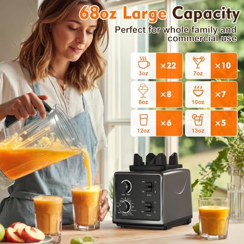 3-in-1 Blender and Food Processor Combo for Smoothies Shakers, 1500W(32000 RPM) Professional Blenders for Kitchen, Adjustable Speed, 68oz BPA-Free Plastic Jar, 30s Self-Cleaning (68 oz) by Nilpferd - Image 3