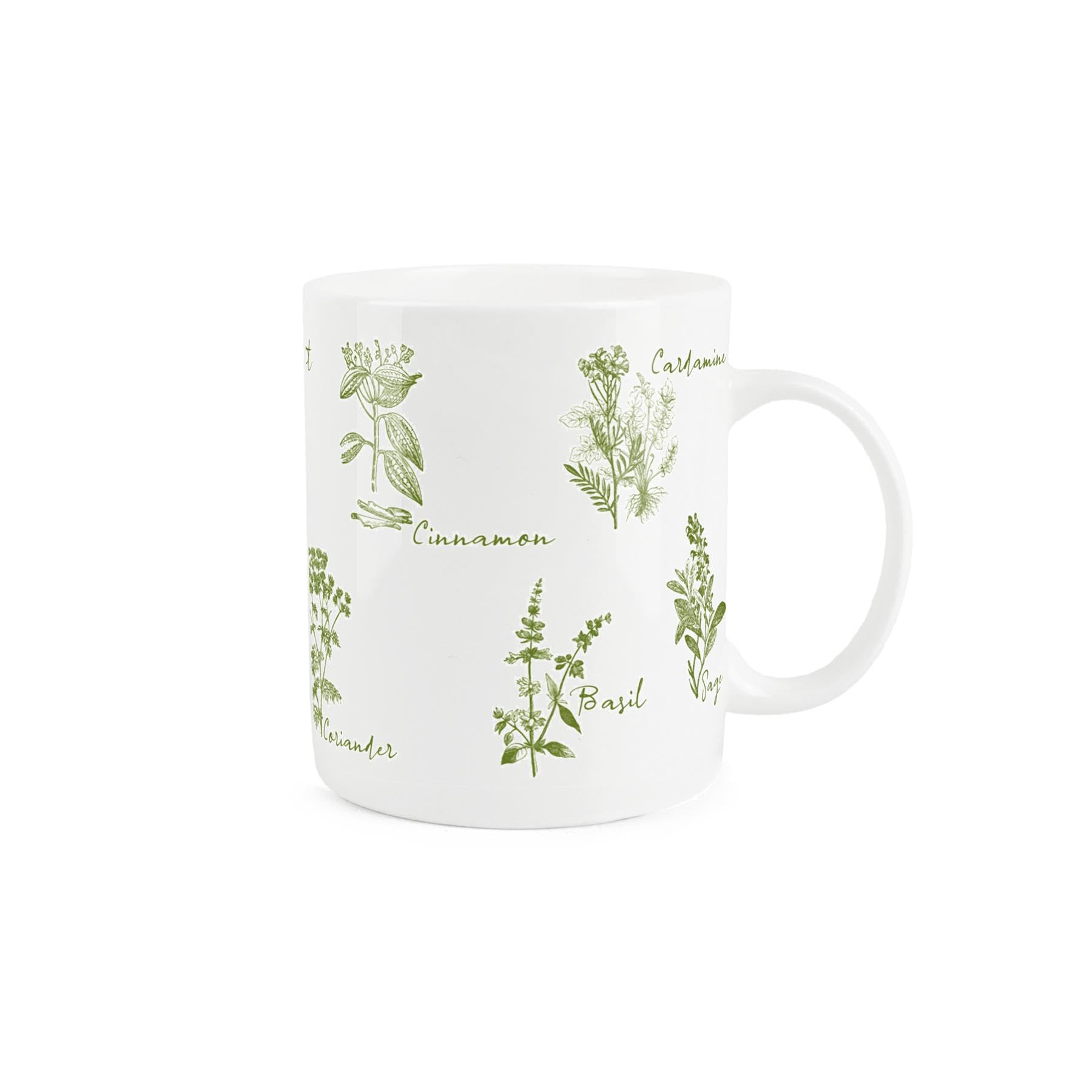 Purely Home Green Herbs Mug - Cooking Inspired Gift/Present - Tea/Coffee White Bone China Mug